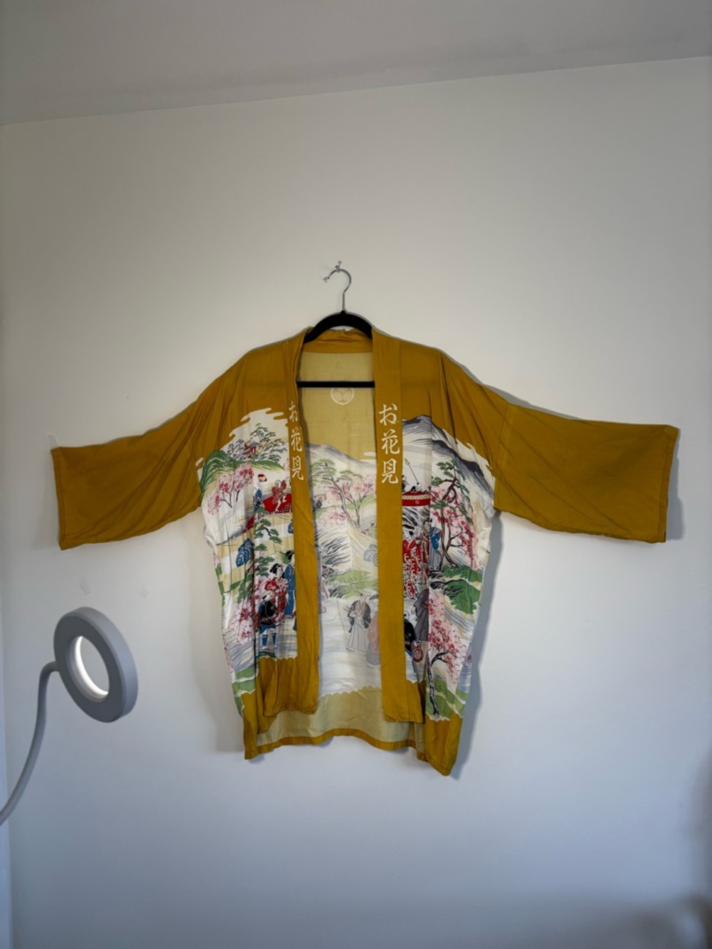 Mustard Yellow & Scenic Print Kimono Jacket